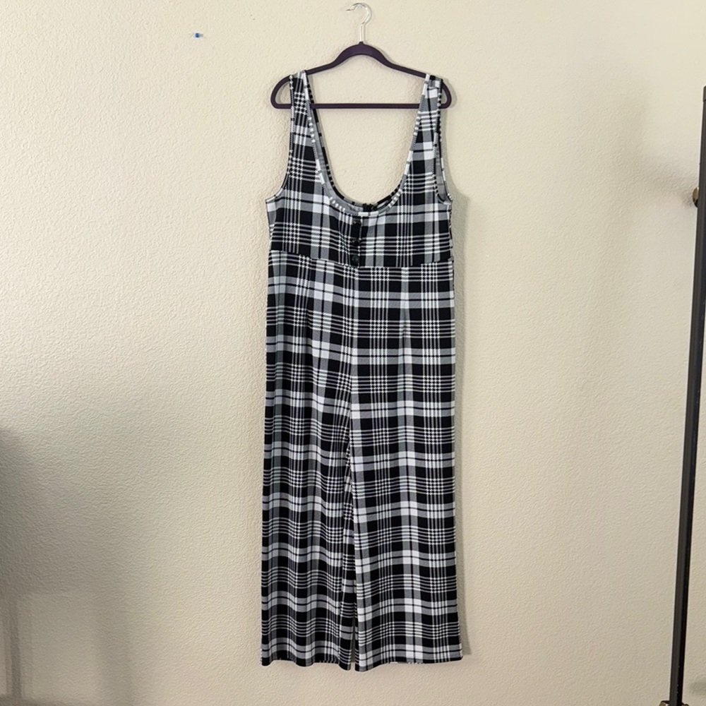 Plaid Black and White Jumpsuit